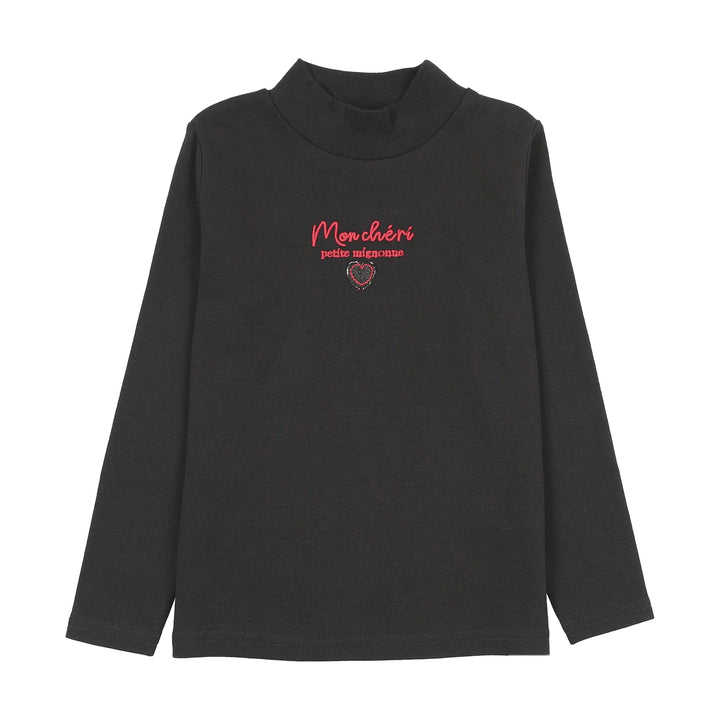 tee l/s mon cheri mockneck - black