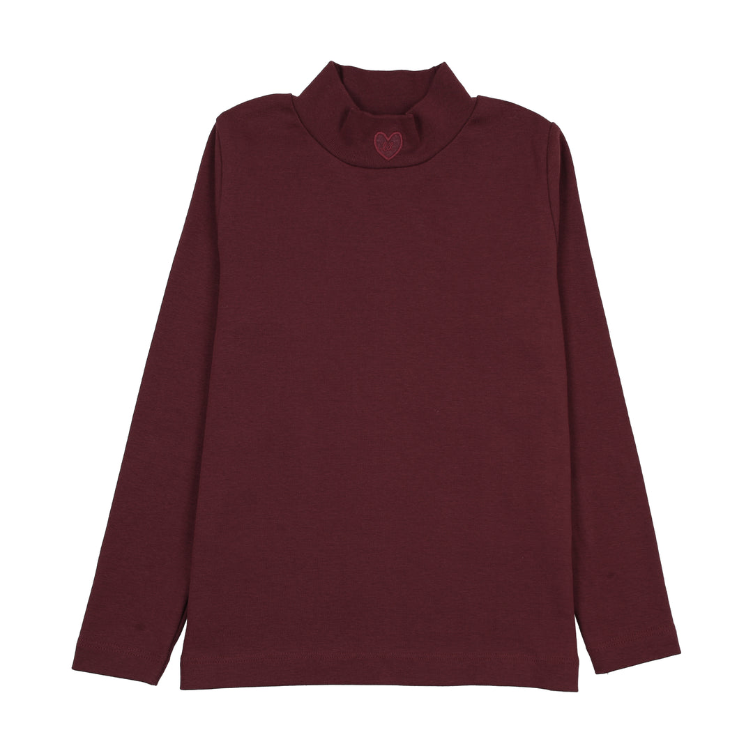 tee l/s rugged threads mockneck - burgundy denim