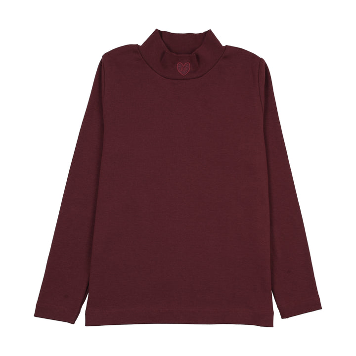 tee l/s rugged threads mockneck - burgundy denim