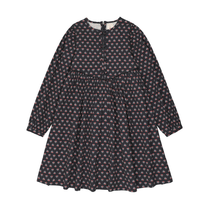 dress home garden printed double button with velvet trim - navy print