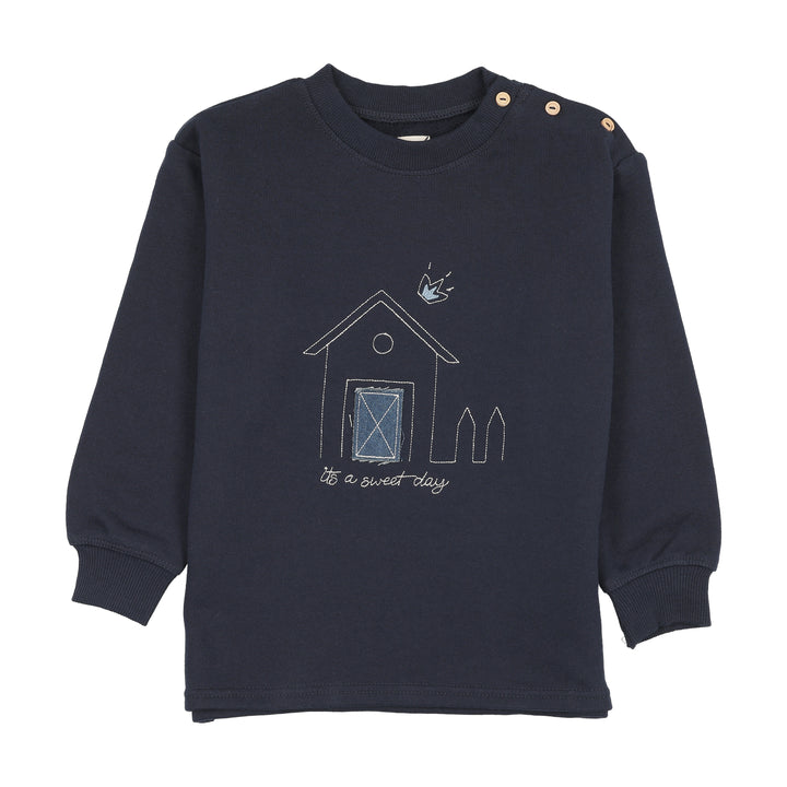 tee l/s embroidered mockneck - cream