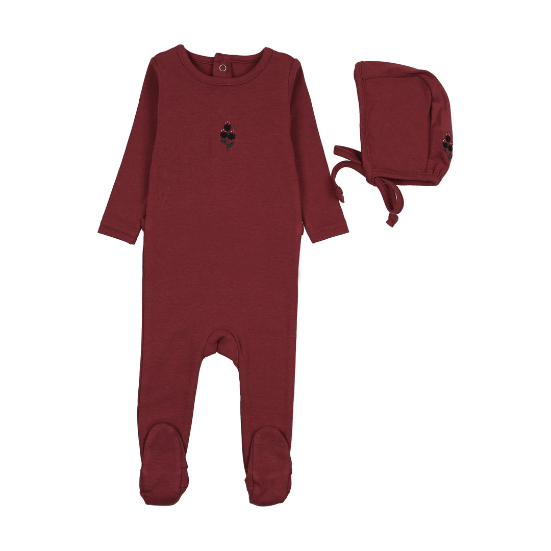 set footie embroidered sweat campaign - vintage red