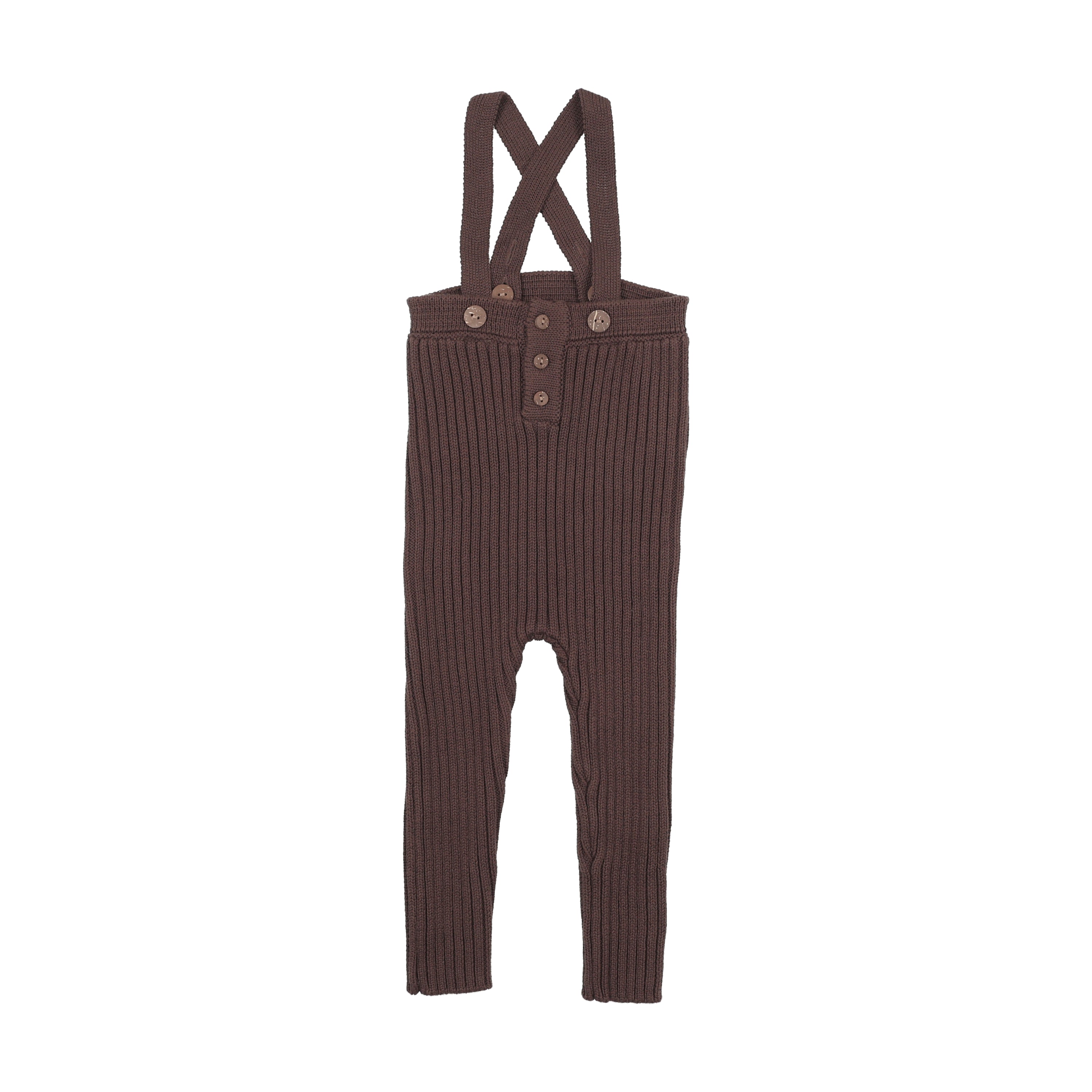 one piece rib knit long overalls - chocolate brown – Lily and Todd