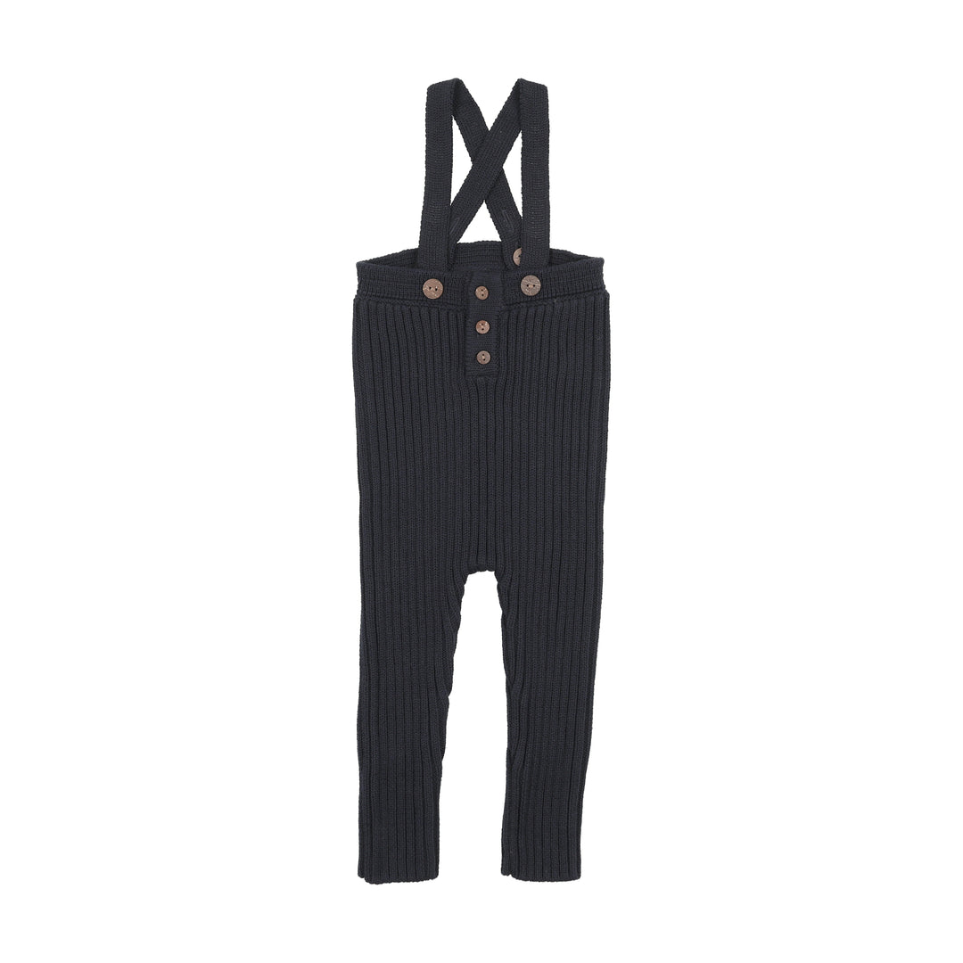 one piece rib knit long overalls - navy