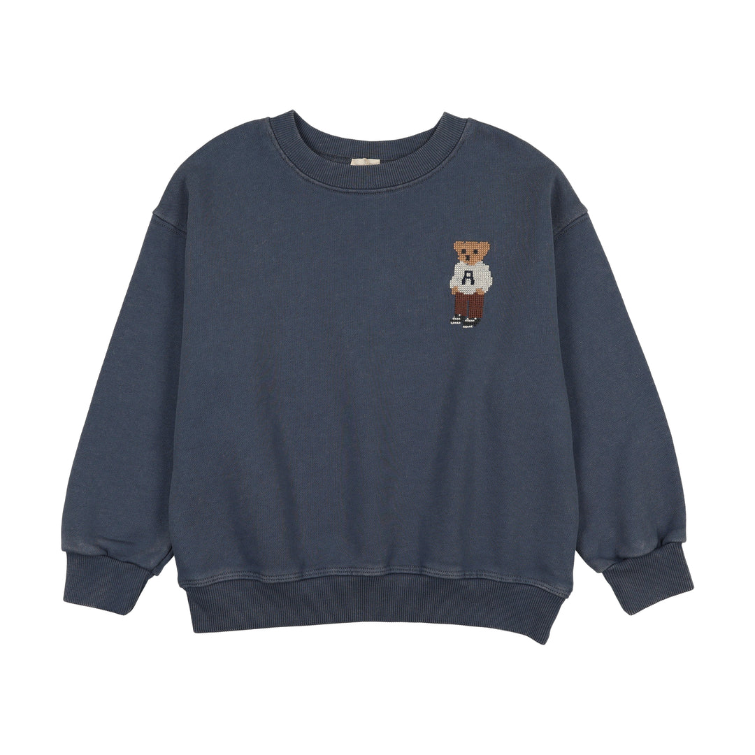 top l/s bear sweatshirt - vintage indigo