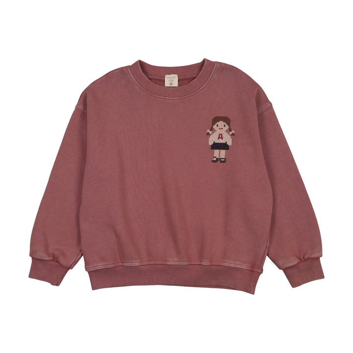 top l/s doll sweatshirt - washed burgundy