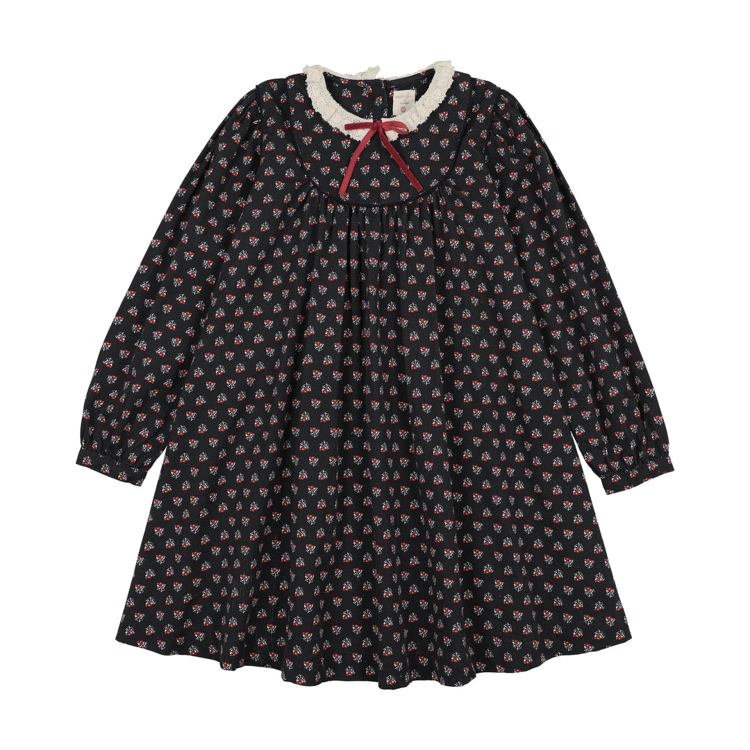 dress home garden printed lace trim with velvet bow - navy print