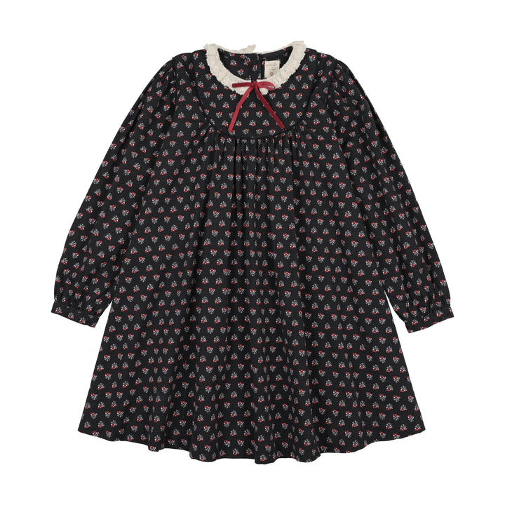 dress home garden printed lace trim with velvet bow - navy print