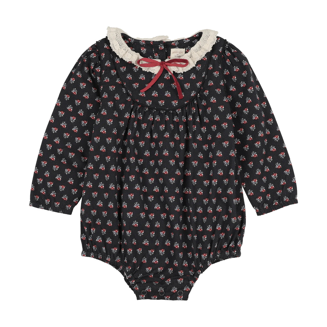 one piece home garden printed romper - navy print