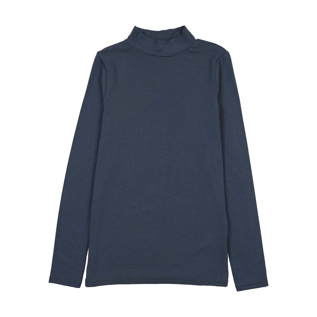 tee l/s bamboo mockneck - vintage blue