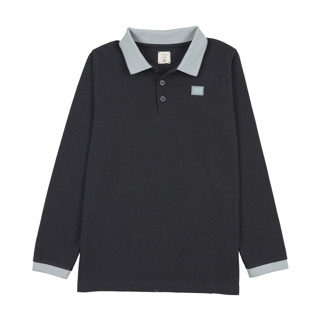 polo l/s contrast collar - navy