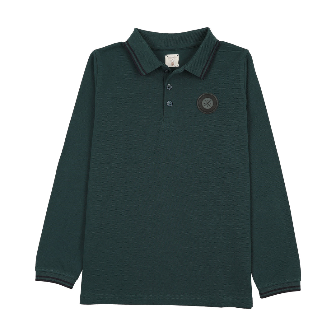 polo l/s double stripe - deep teal