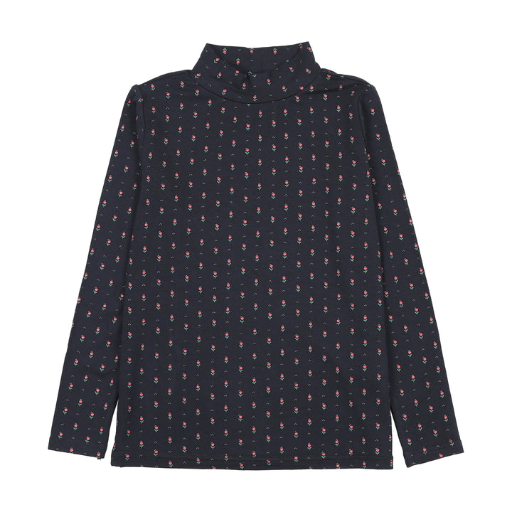 tee l/s sweet campaign printed mockneck - navy print