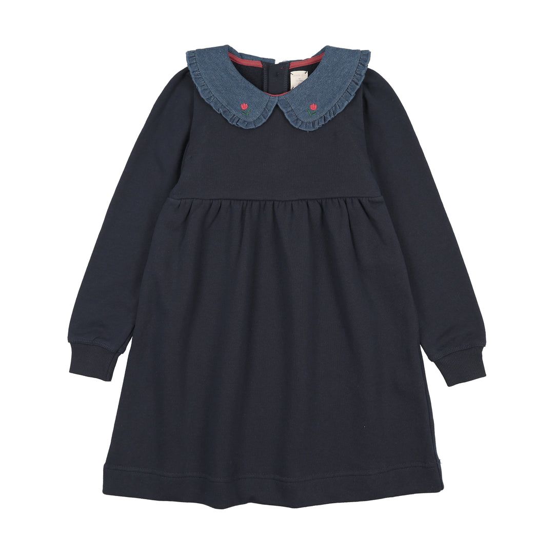 dress sweet campaign denim collared sweat - navy