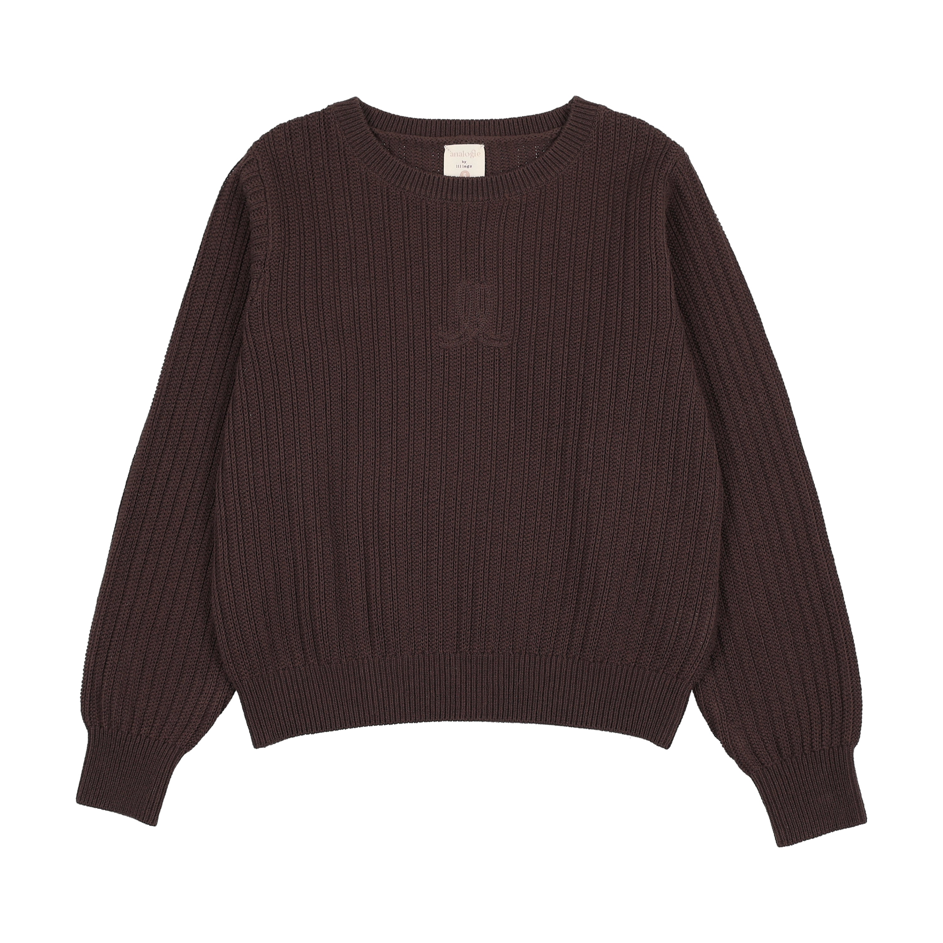 top l/s girls puff sleeve sweater - chocolate brown – Lily and Todd