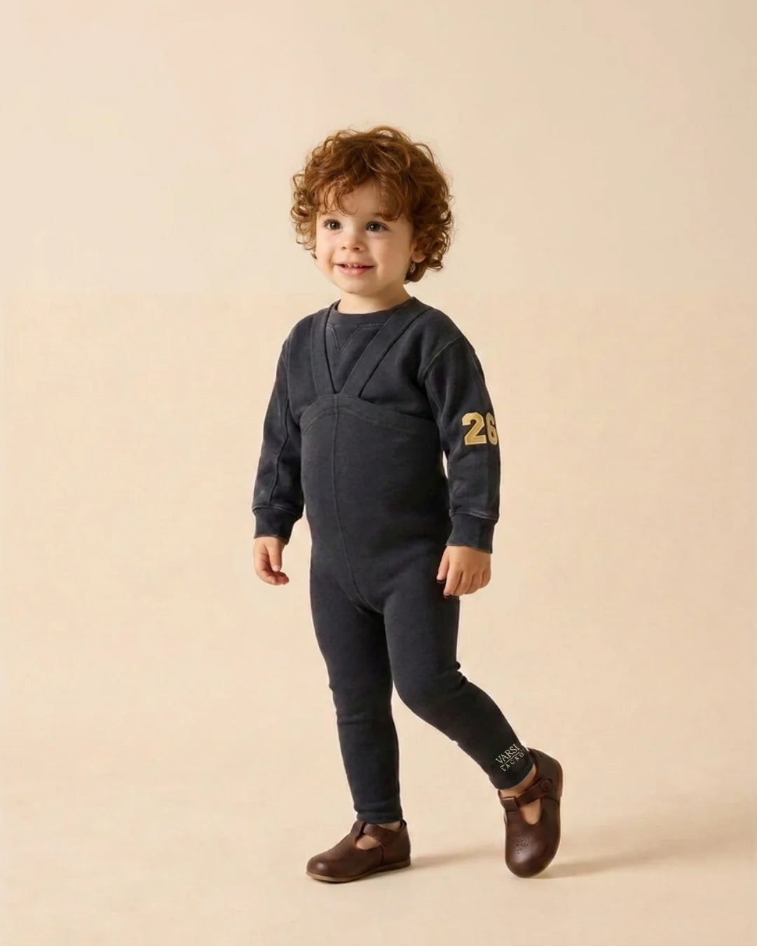 set outfit washed sweatshirt and suspender pants - navy