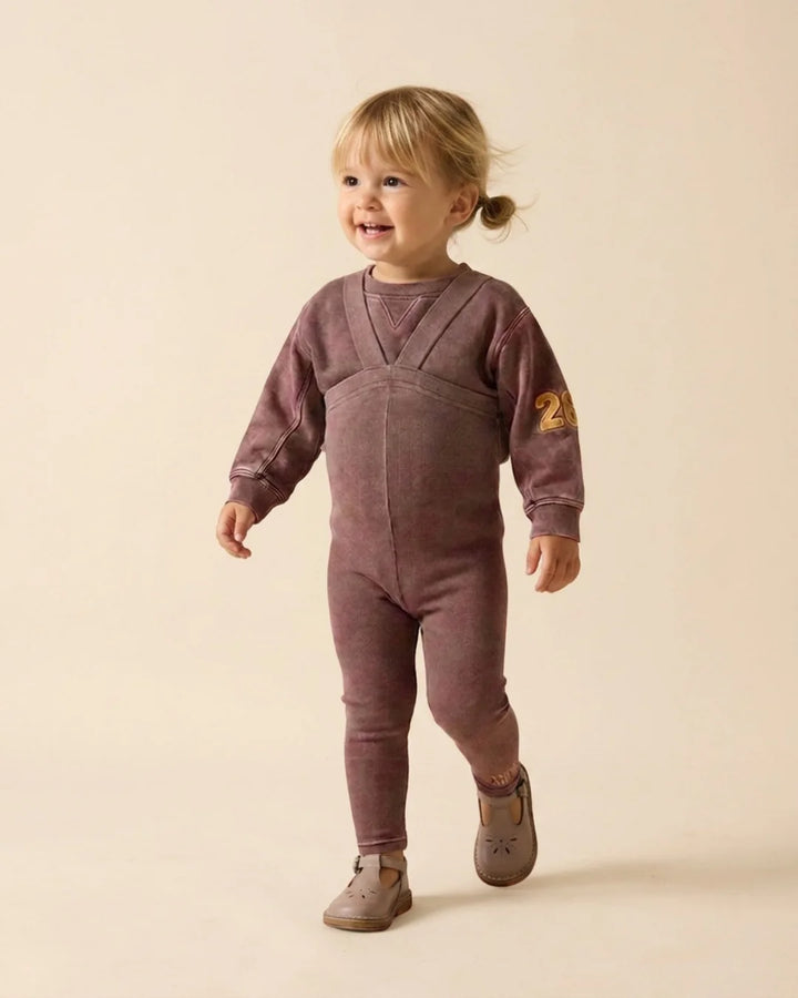 set outfit washed sweatshirt and suspender pants - misty lilac