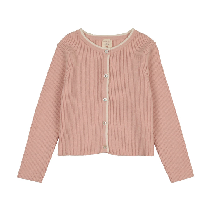 cardigan scallop ribbed - bud pink