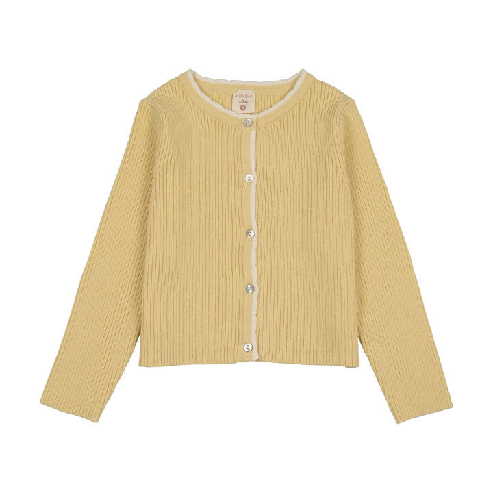 cardigan scallop ribbed - yellow