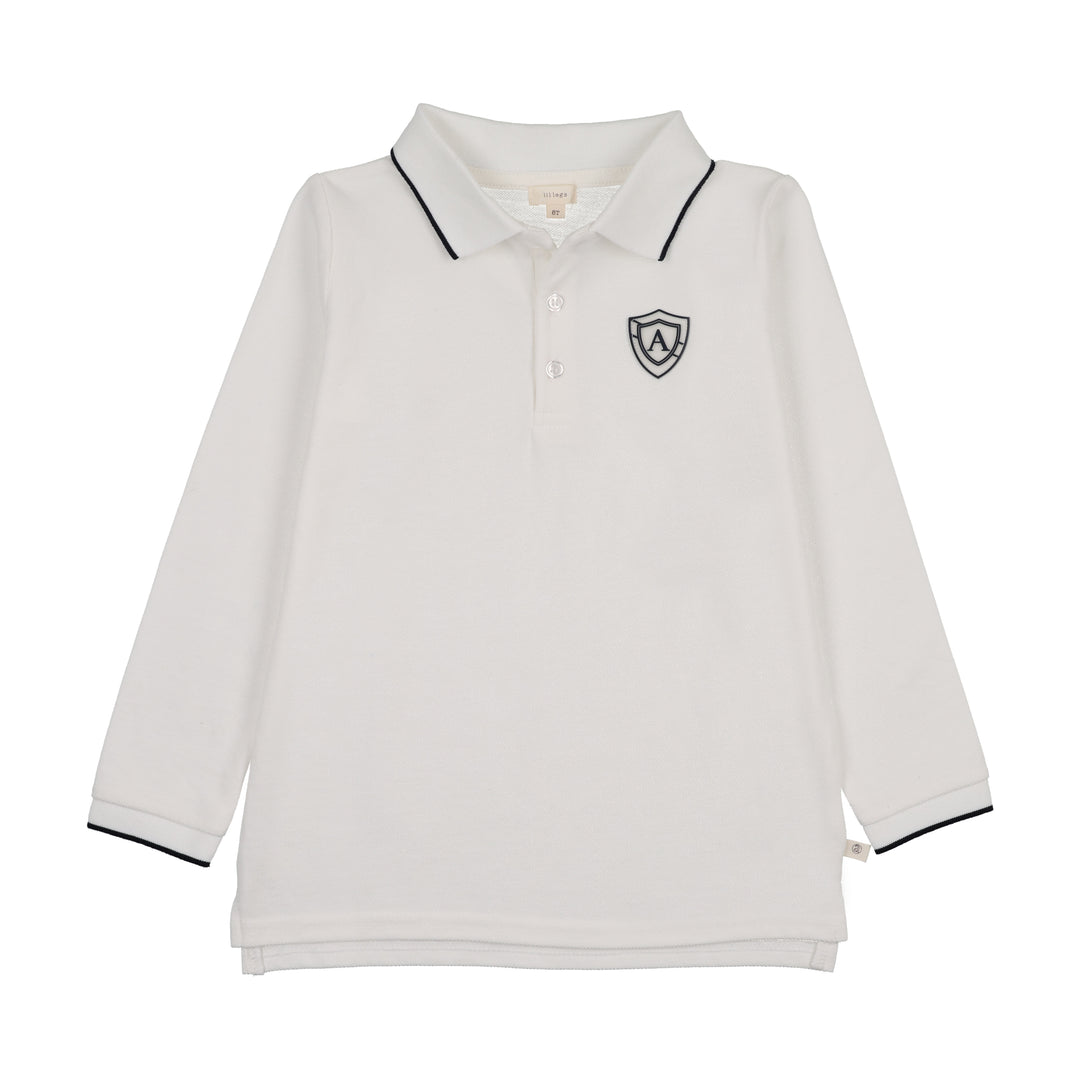 polo l/s logo - white