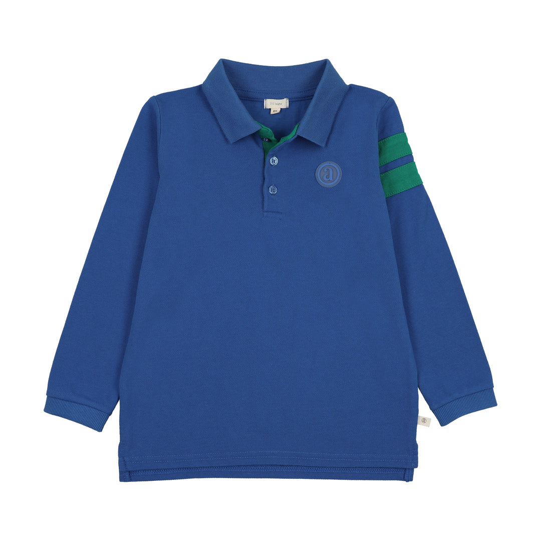 polo l/s stripe - electric blue