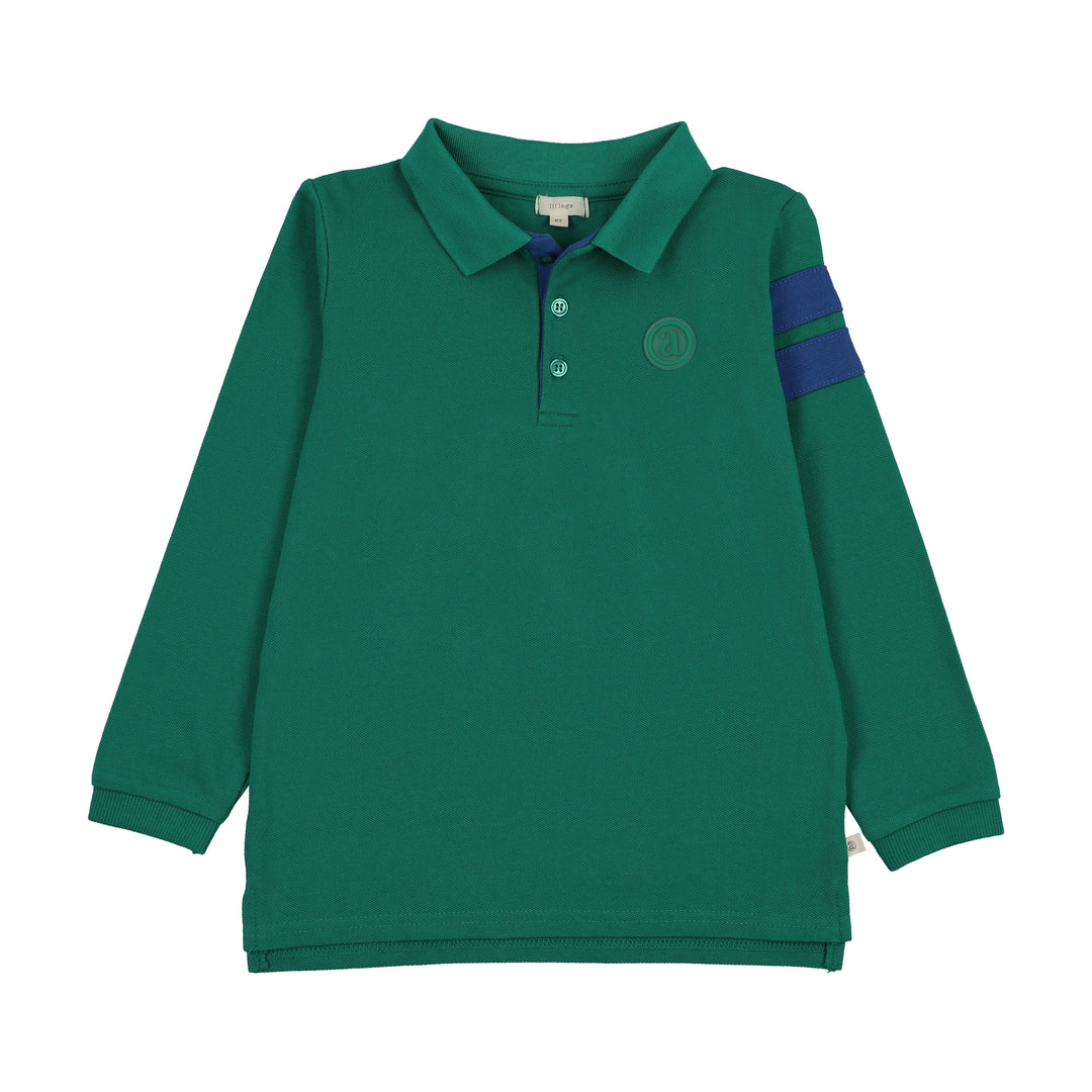 polo l/s stripe - electric green