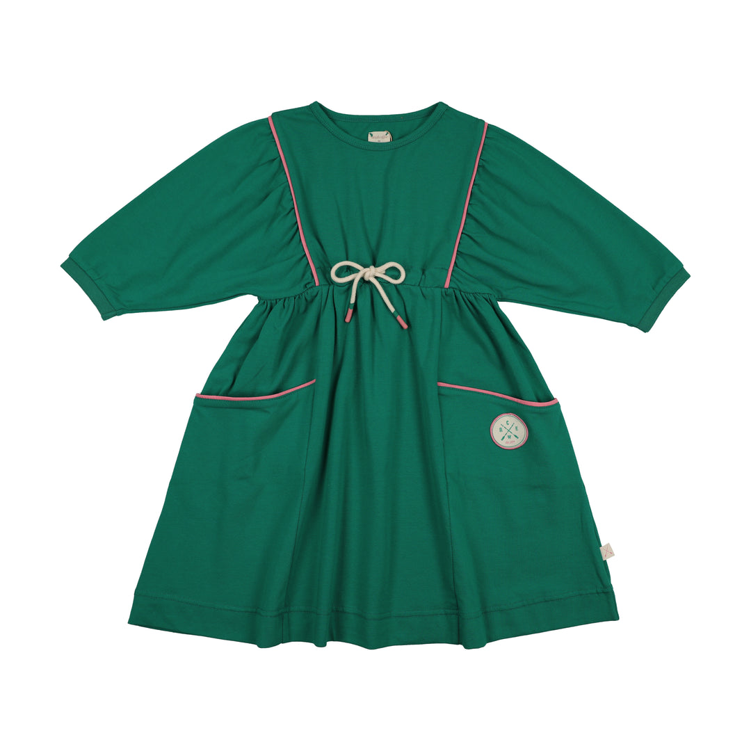 dress 3/4 sleeve boating crew drawstring waist - electric green Lily and Todd dress 3/4 sleeve boating crew drawstring waist - electric green Lily and Todd