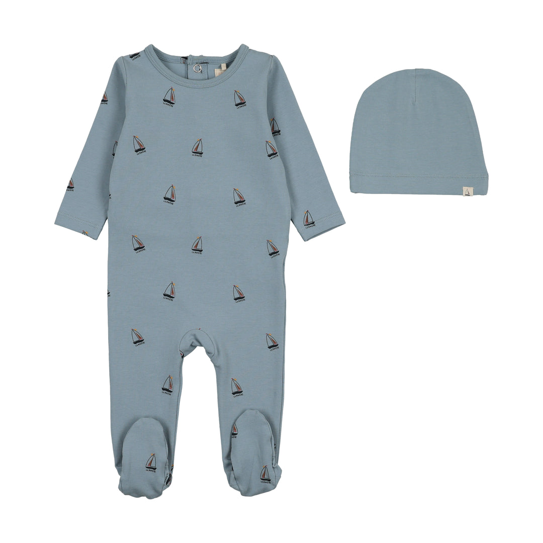 footie common folk printed with hat - blue
