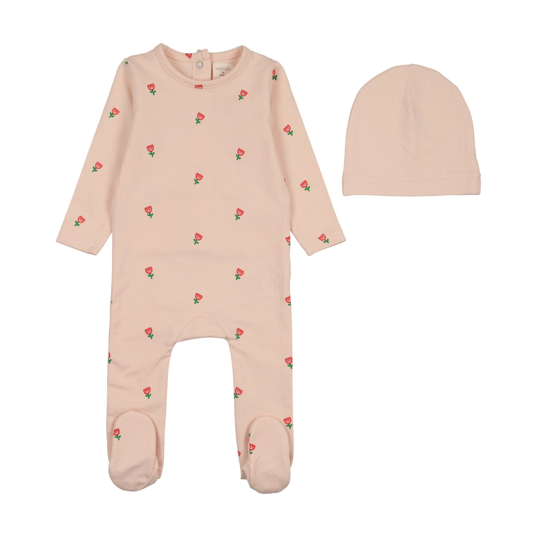 footie tulip with hat - cloud pink