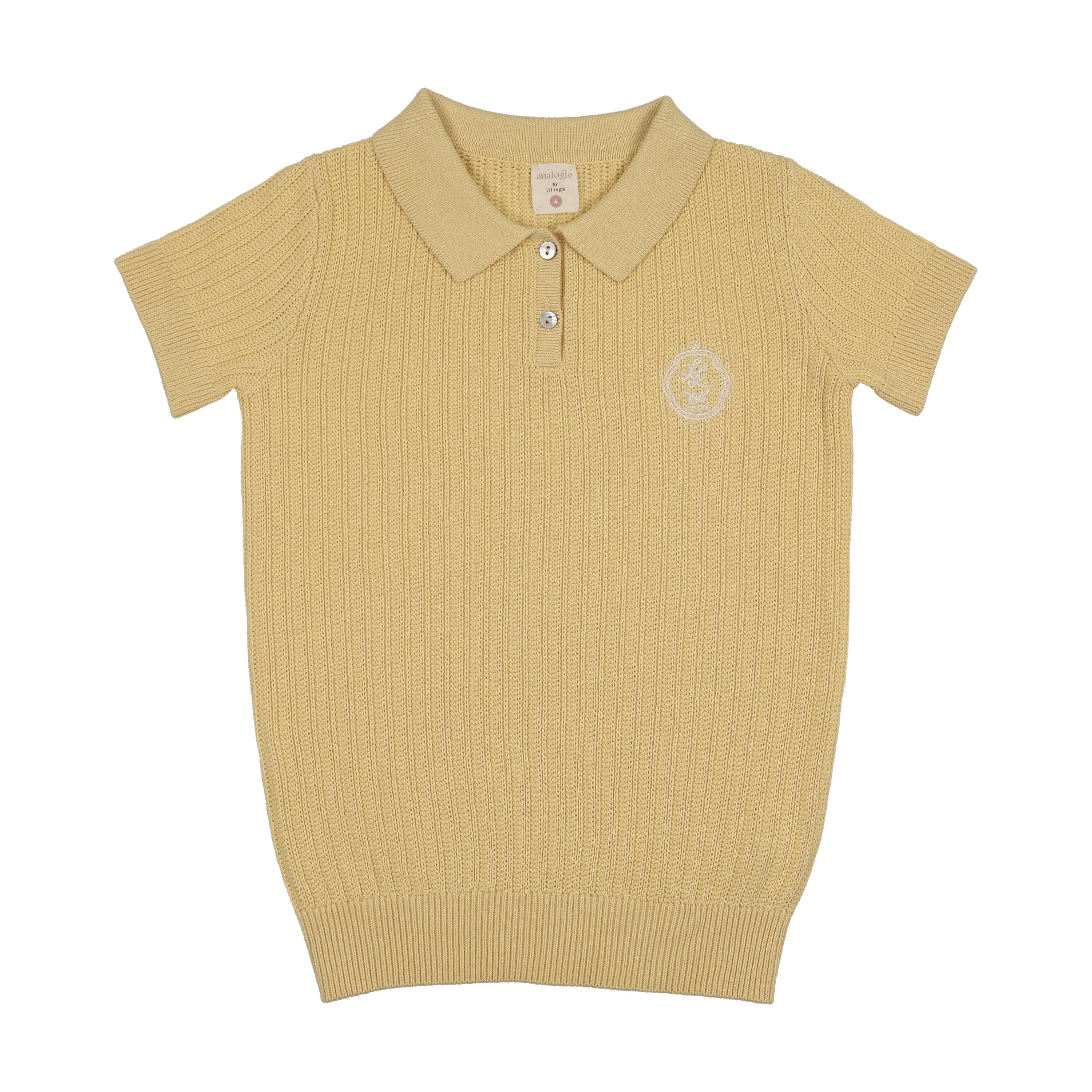 polo s/s knit emblem - yellow – Lily and Todd