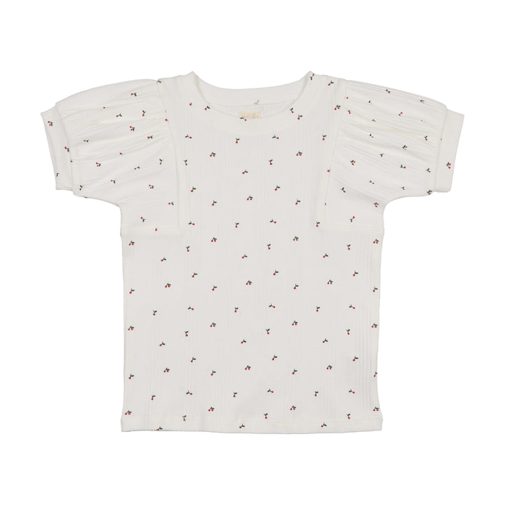 tee s/s denim capsule cherry print - white