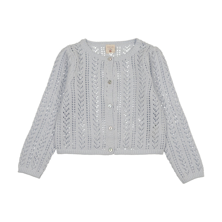 cardigan pointelle knit - clear blue
