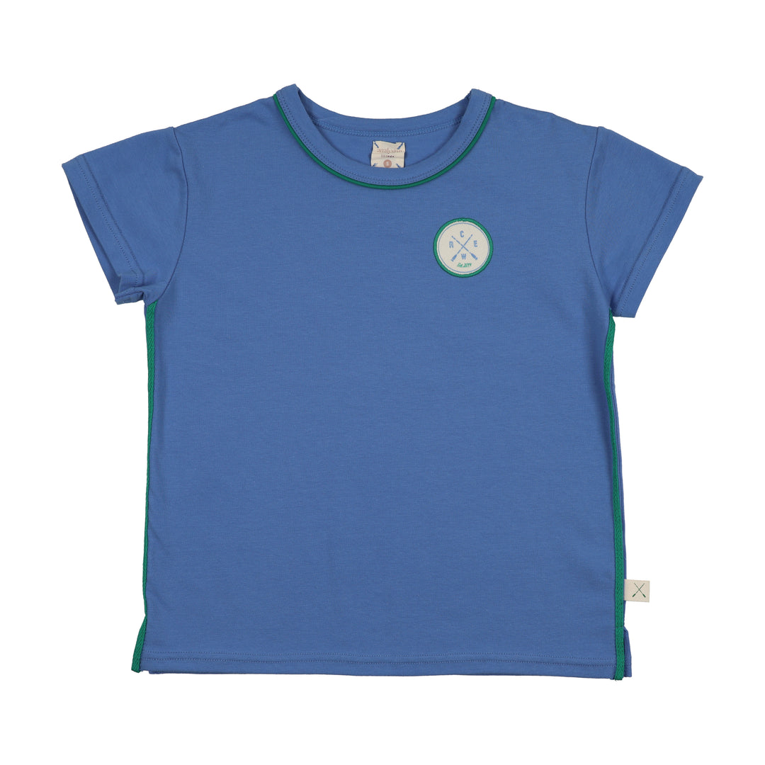 tee l/s basic stripe henley - blue/green