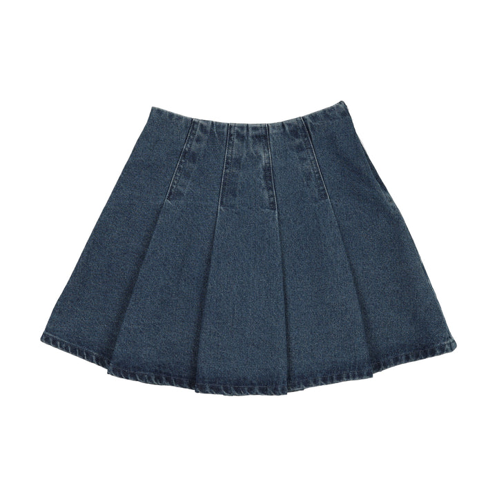 skirt pleated denim - blue denim
