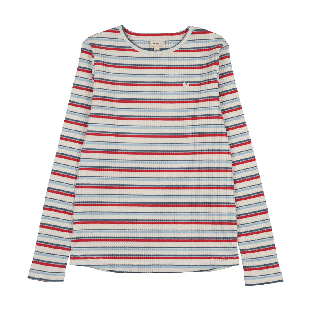 tee l/s basic striped - blue/red