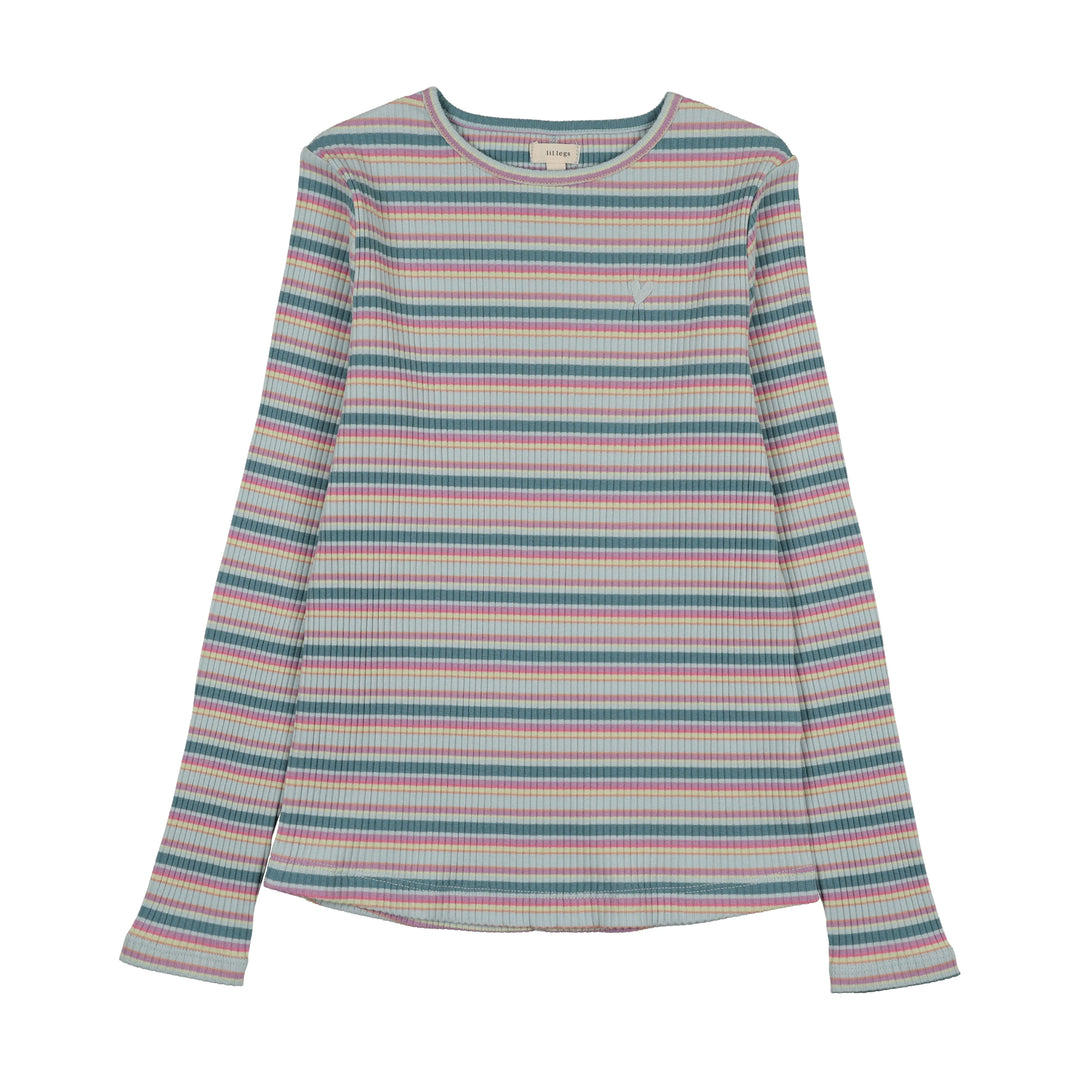 tee l/s basic striped - pastel multi