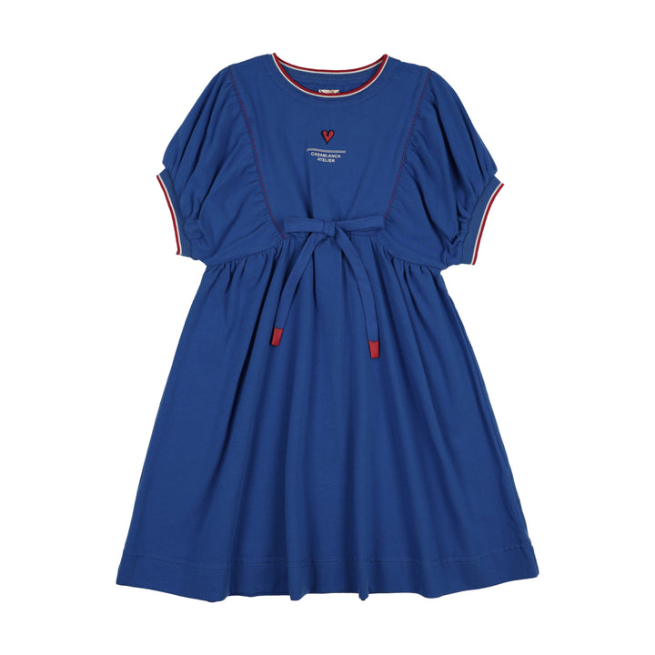 dress s/s outer field with waist tie - electric blue