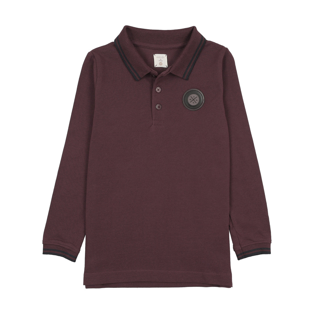 polo l/s double stripe - deep burgundy