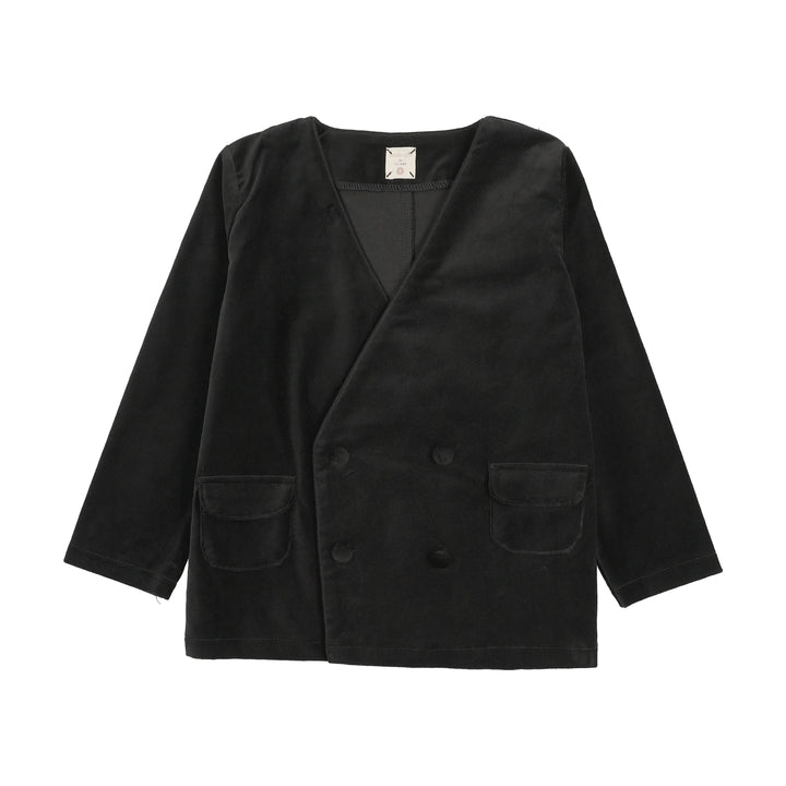 blazer velvet double breasted - black