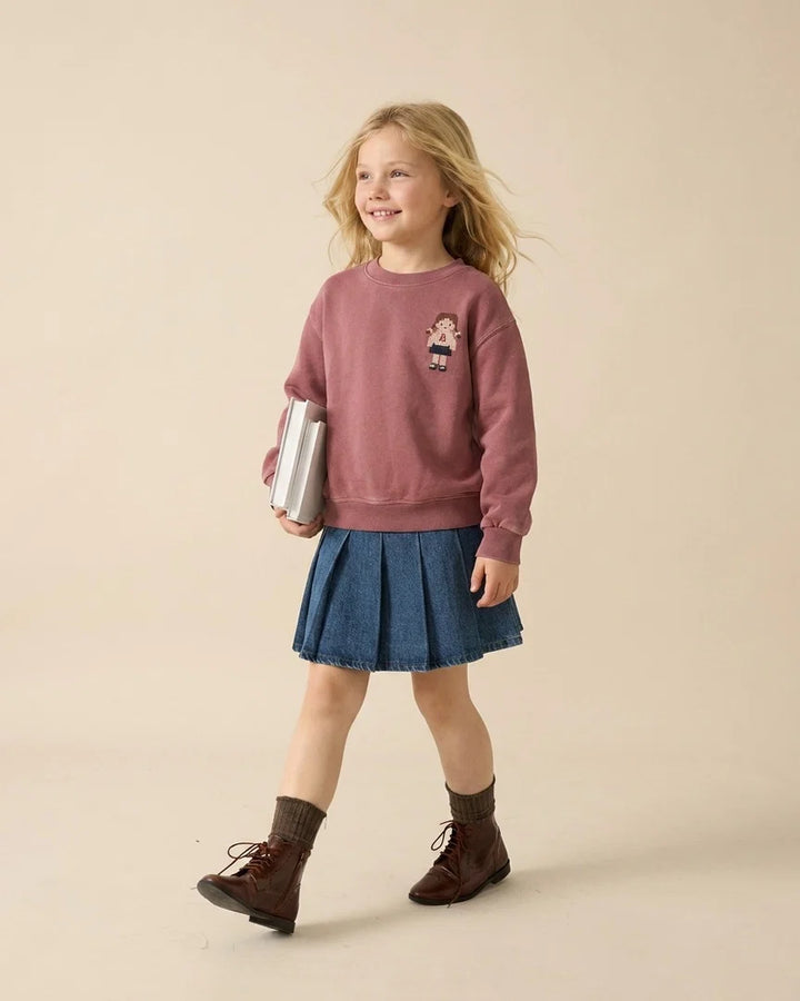 top l/s doll sweatshirt - washed burgundy