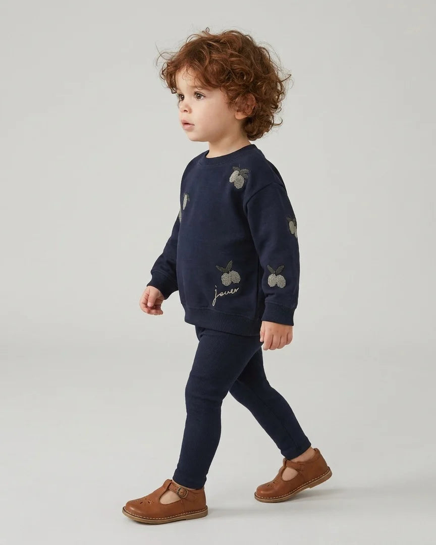 set outfit olive patch sweatshirt and leggings - navy