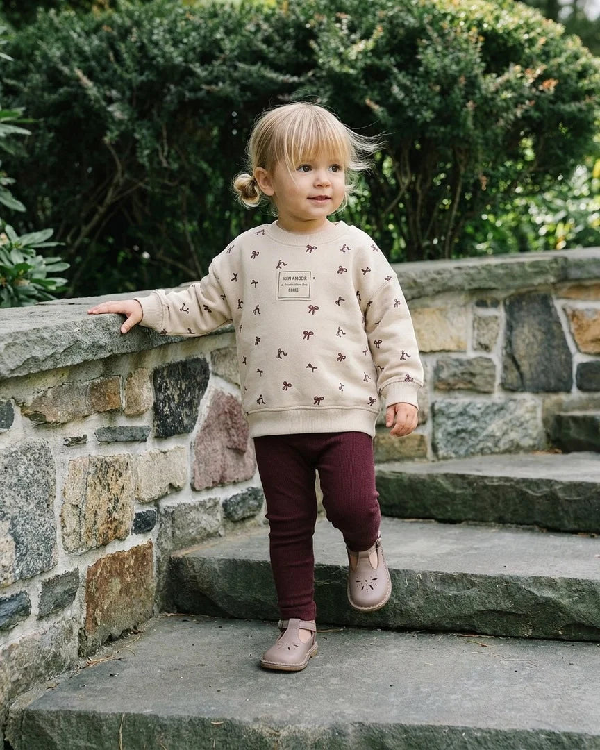 set outfit bow print sweatshirt and leggings - bow print