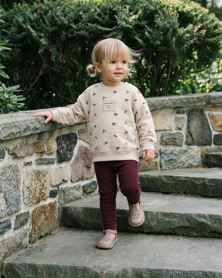 set outfit bow print sweatshirt and leggings - bow print