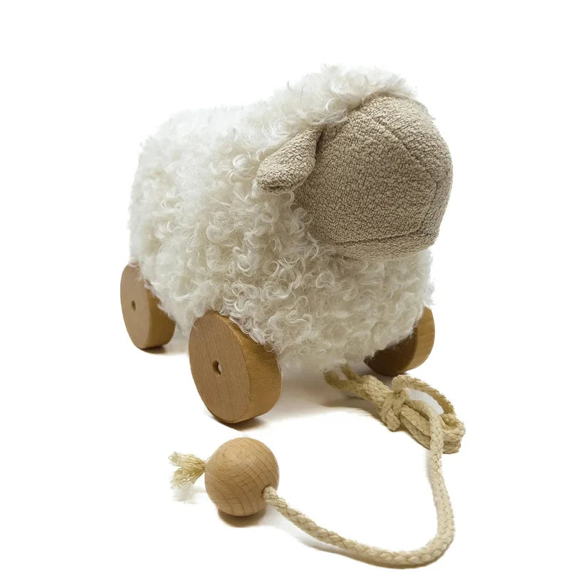 toy bella pull along sheep  - cream