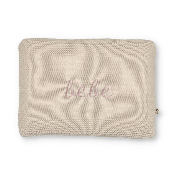 pillow bebe embroidered knit - natural/pink