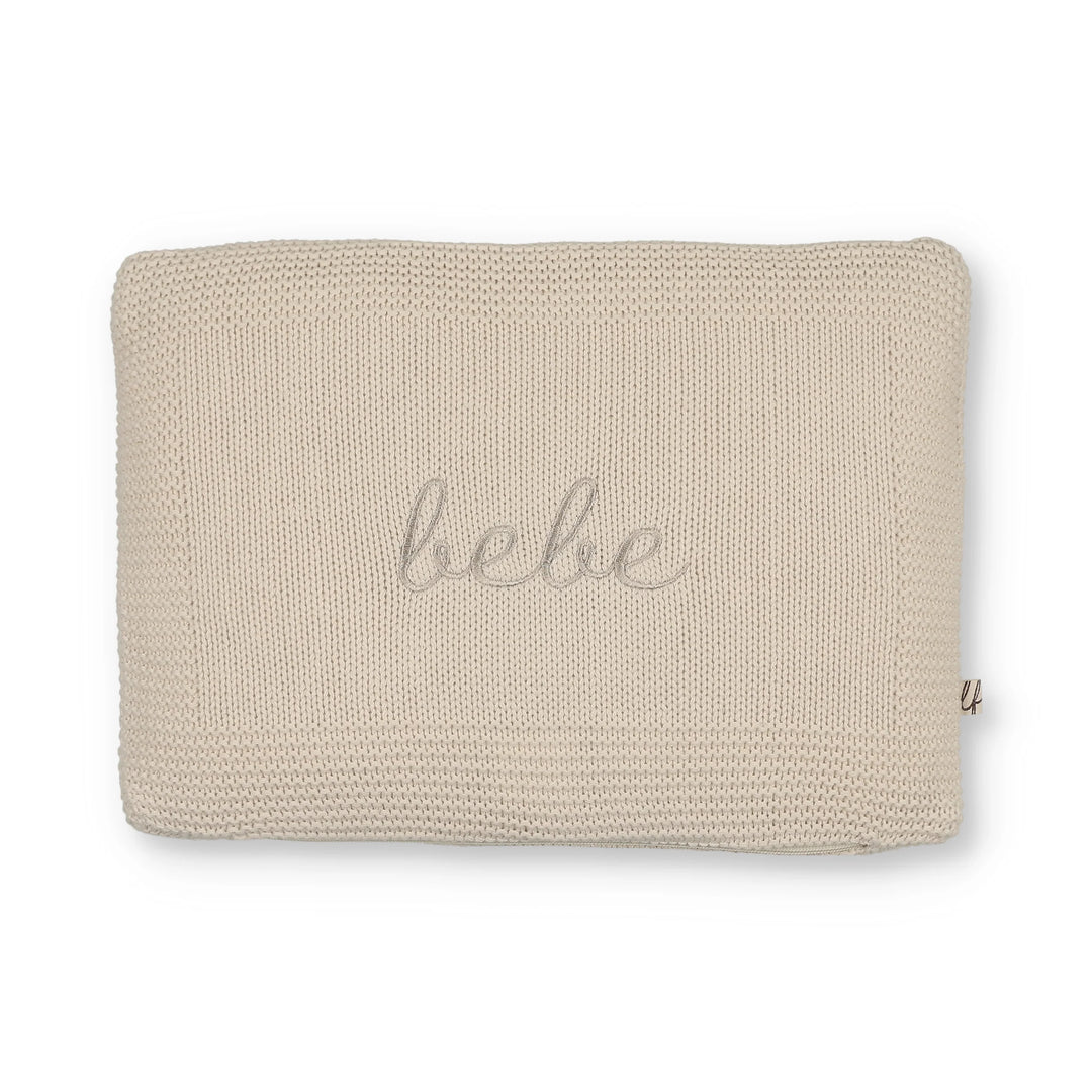 pillow bebe embroidered knit - natural/beige