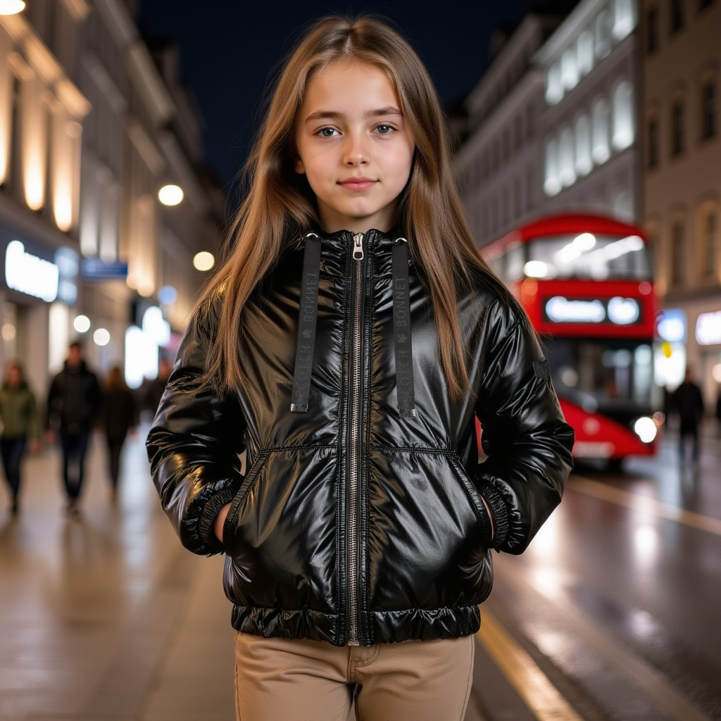 coat glossy logo ribbon zip up with hood - black