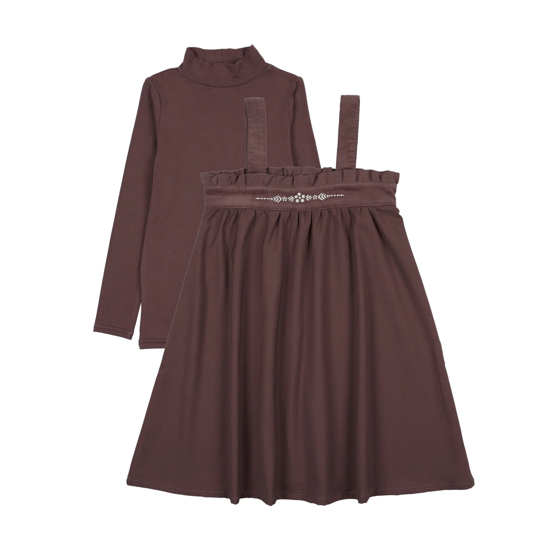 set outfit embroidered mockneck - vintage purple