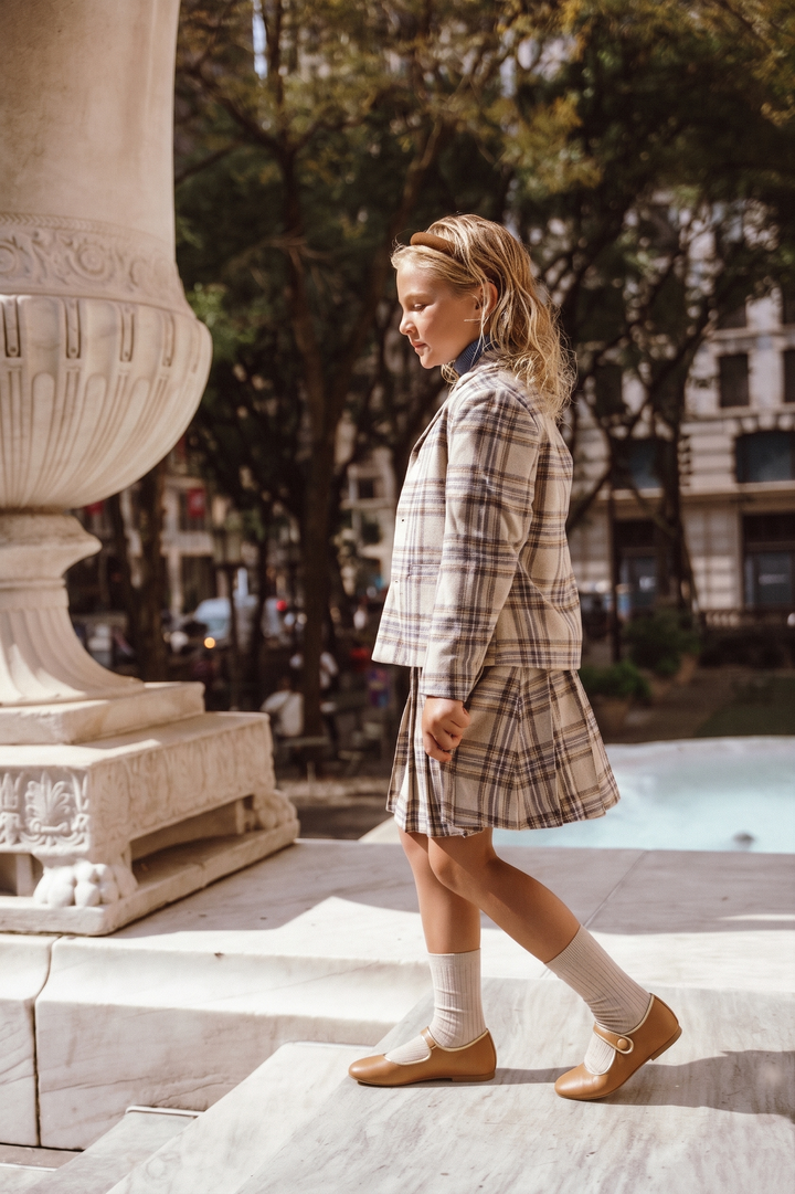 skirt plaid pleated - blue plaid