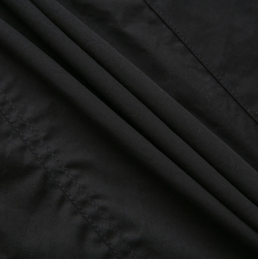 skirt midi bubble hem with pockets - black